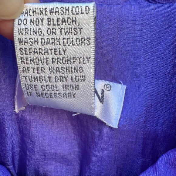 Lavon Vintage 80s Starfish Print High Collar Purple Swishy Windbreaker Jacket S - Picture 11 of 11